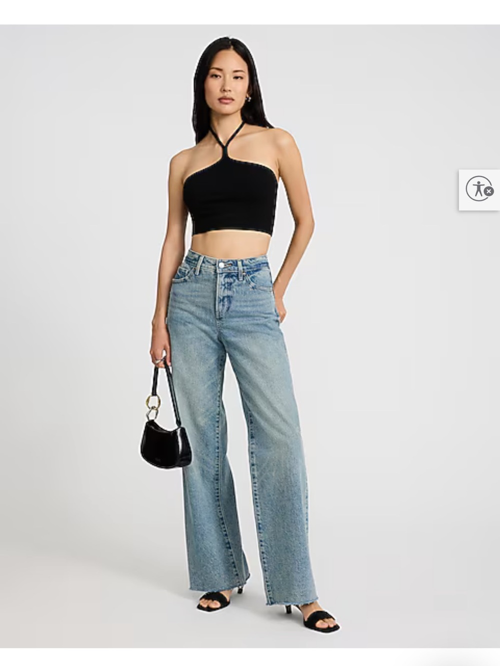 NWT Express Black Halter Crop Top Ribbed - Picture 3 of 6
